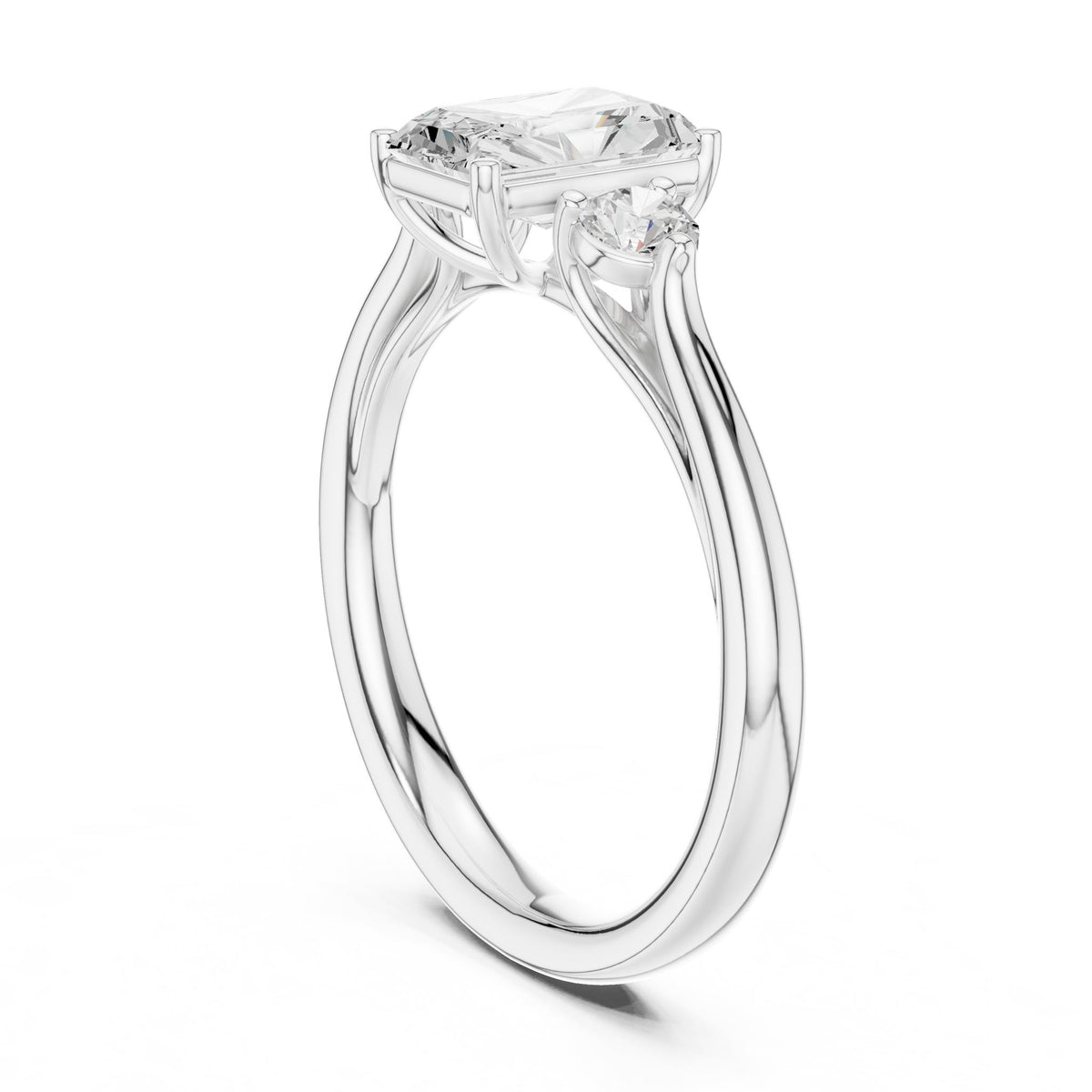 Radiant Three Stone Lab Grown Diamond Engagement Ring
