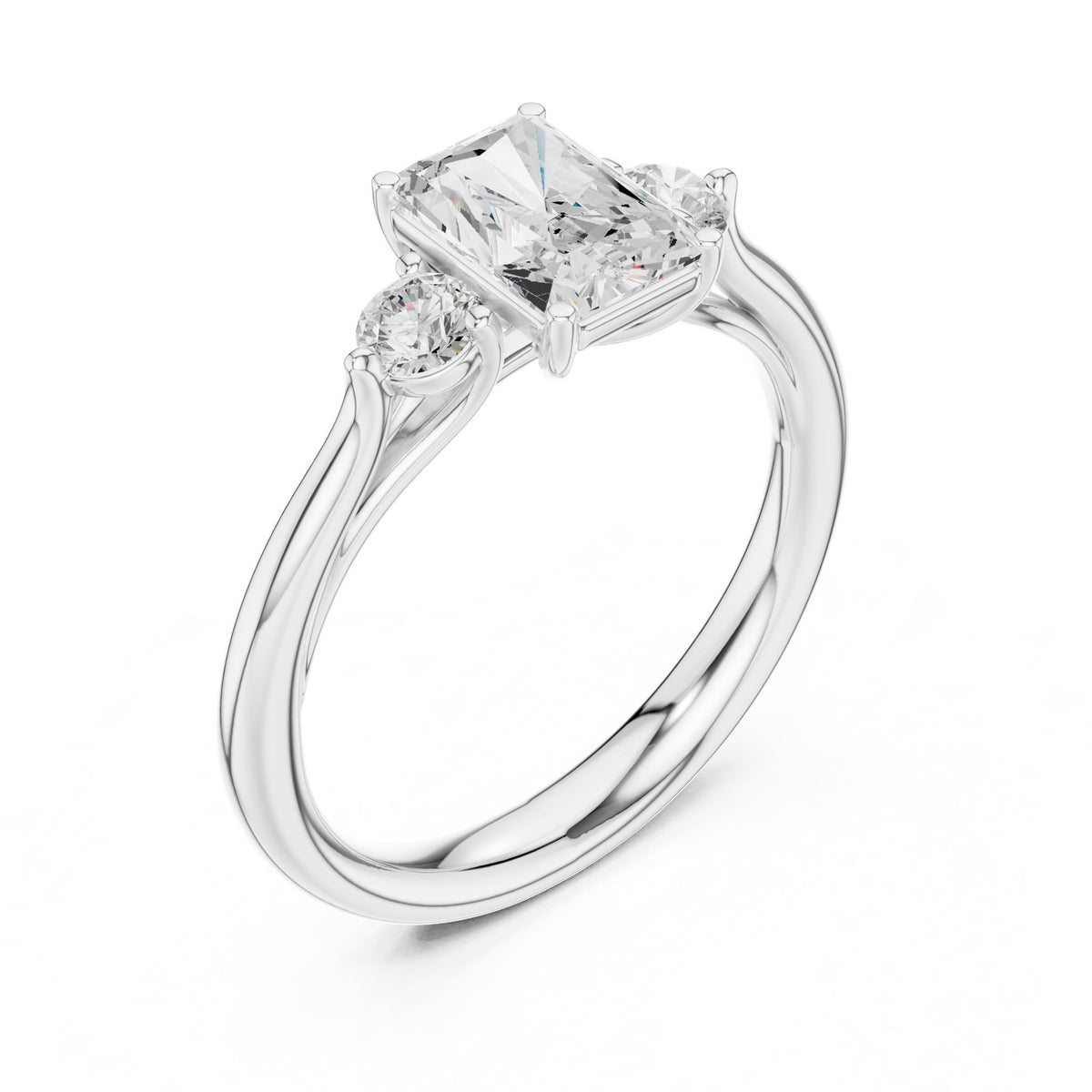 Radiant Three Stone Lab Grown Diamond Engagement Ring