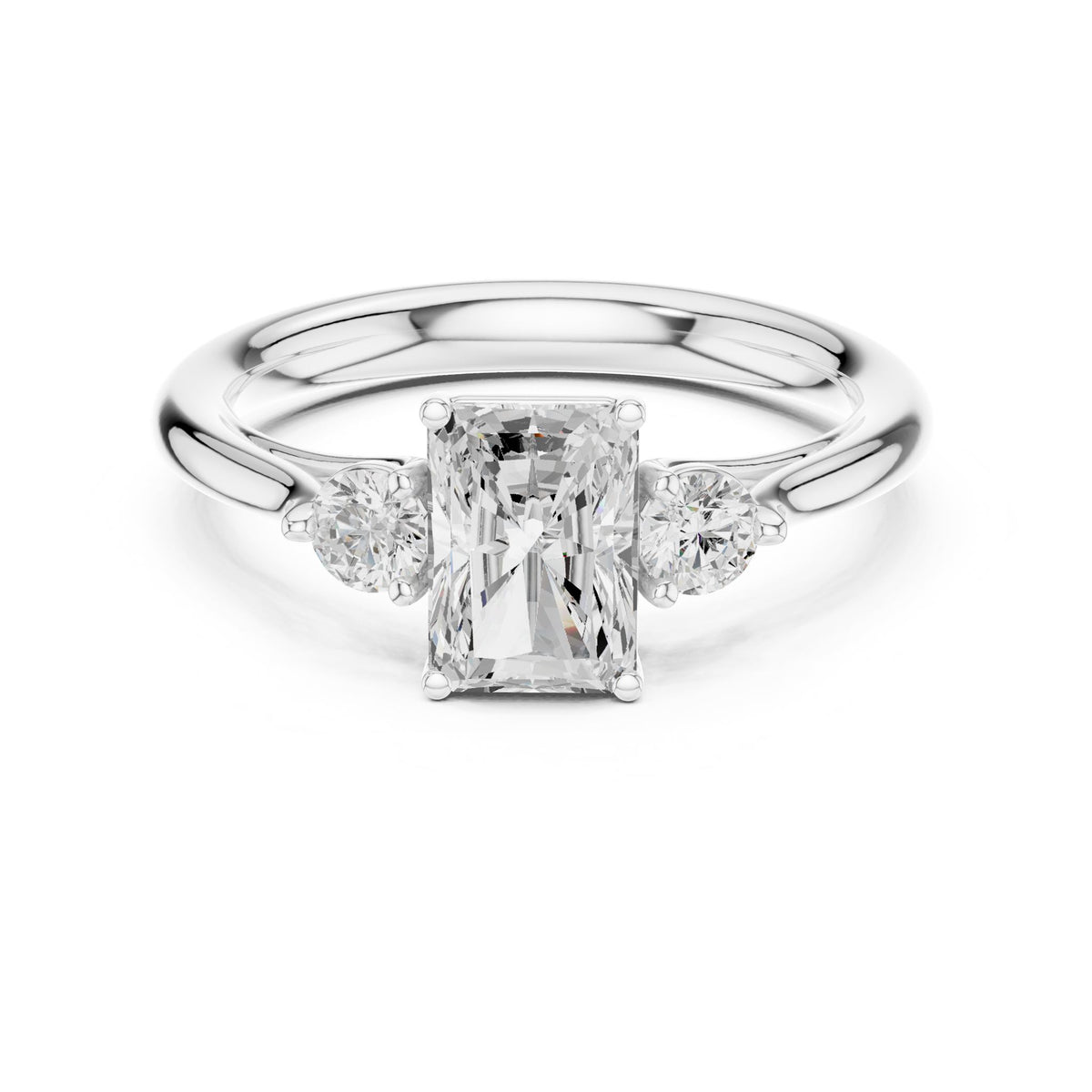 Radiant Three Stone Lab Grown Diamond Engagement Ring