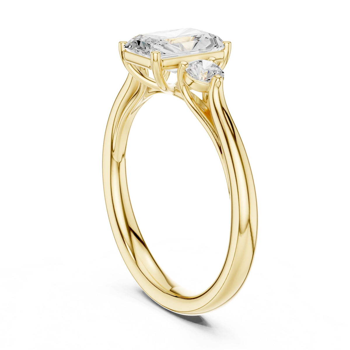 Radiant Three Stone Lab Grown Diamond Engagement Ring
