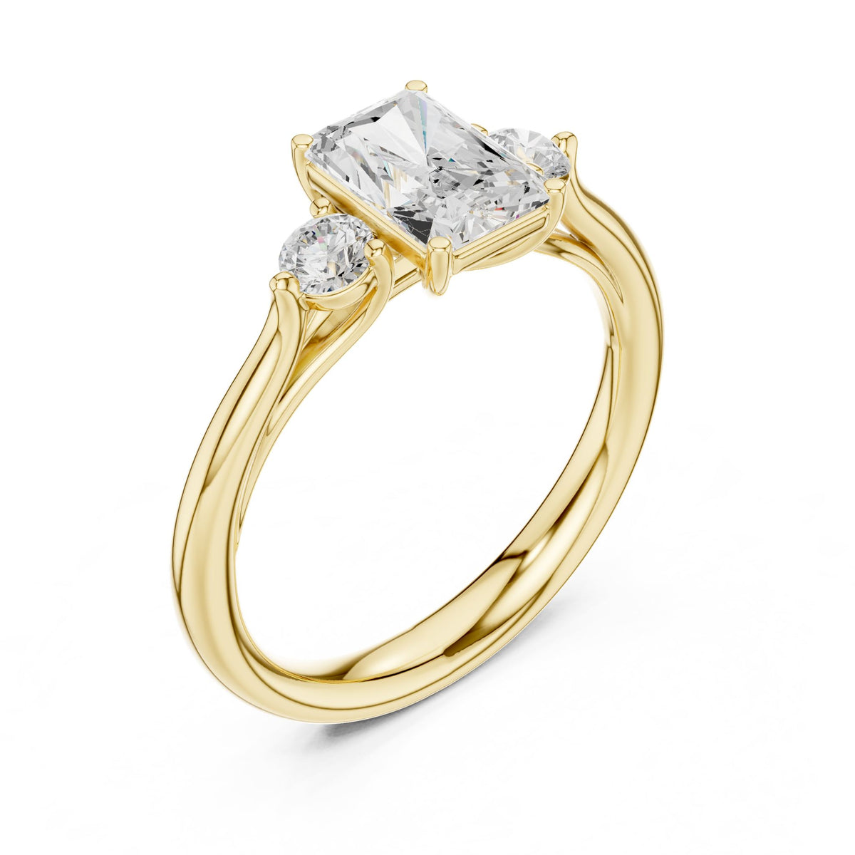 Radiant Three Stone Lab Grown Diamond Engagement Ring