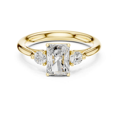 Radiant Three Stone Lab Grown Diamond Engagement Ring