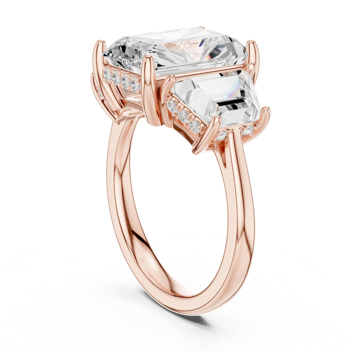 Radiant Three Stone Lab Grown Diamond Engagement Ring