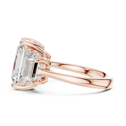 Radiant Three Stone Lab Grown Diamond Engagement Ring