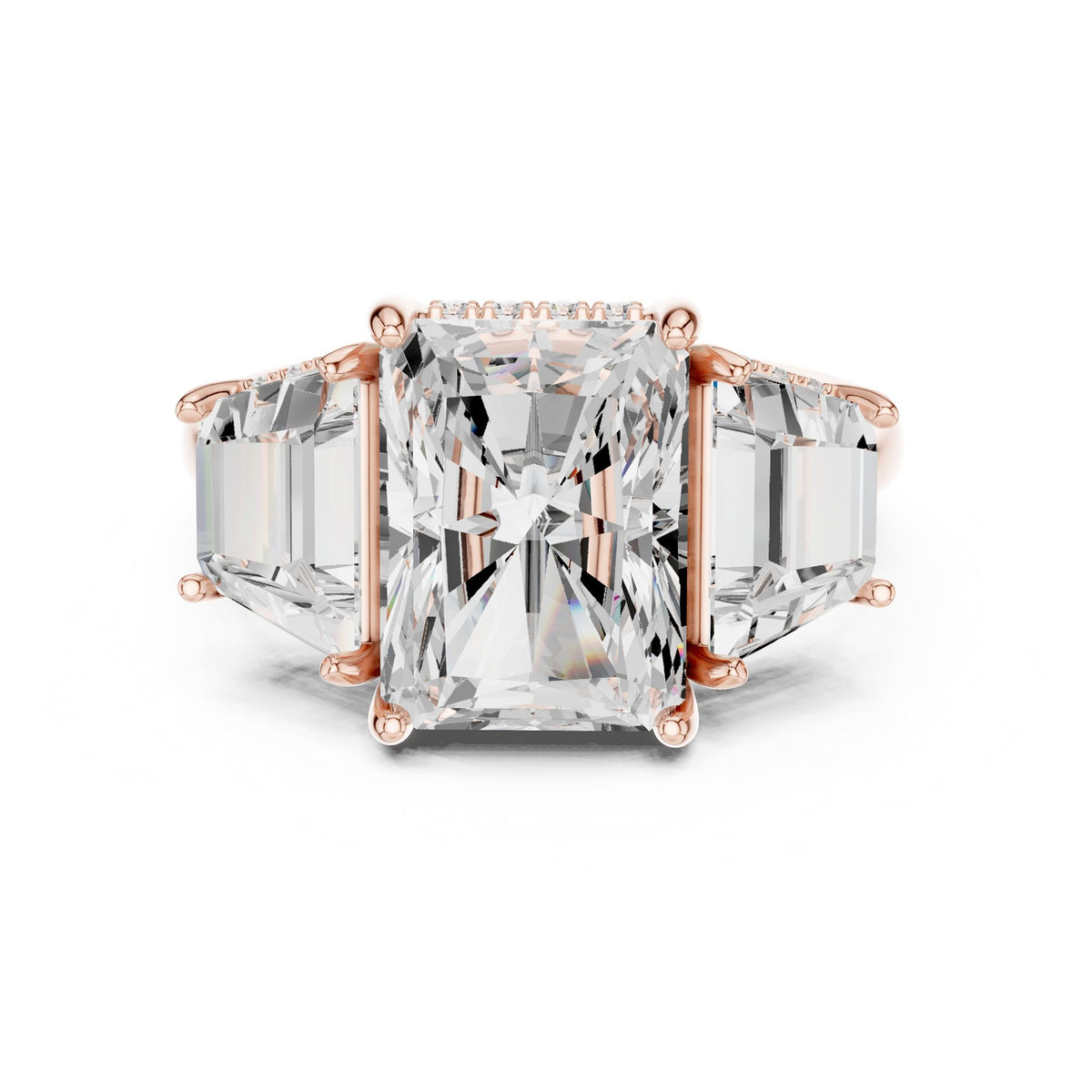 Radiant Three Stone Lab Grown Diamond Engagement Ring