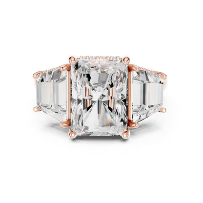 Radiant Three Stone Lab Grown Diamond Engagement Ring