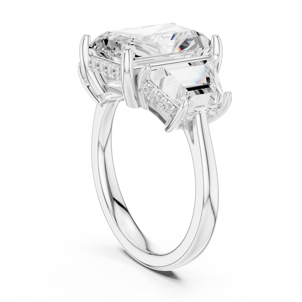Radiant Three Stone Lab Grown Diamond Engagement Ring