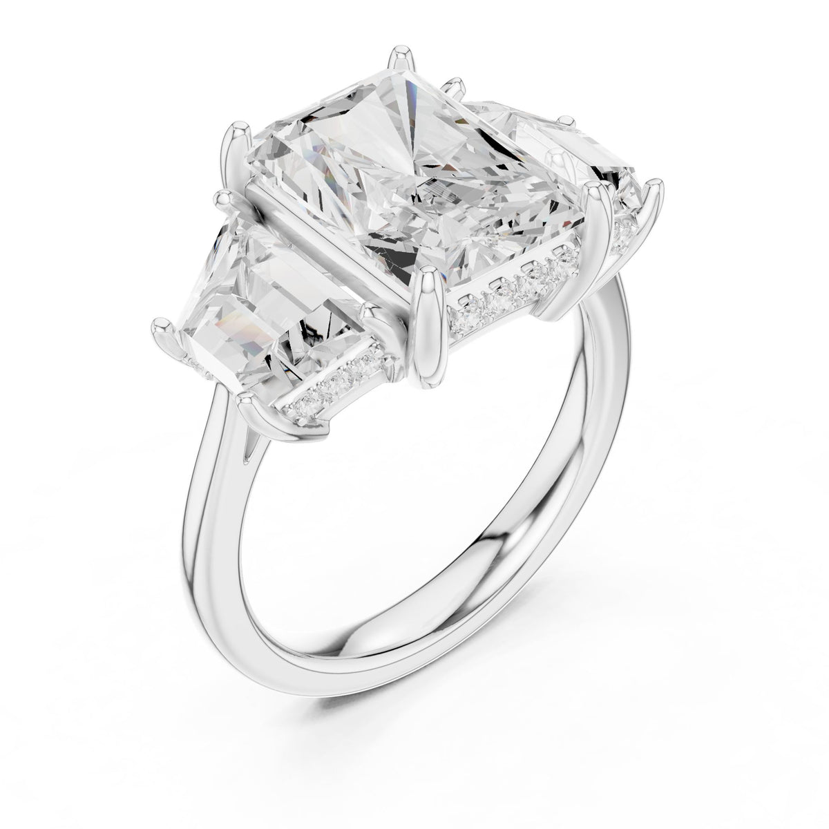 Radiant Three Stone Lab Grown Diamond Engagement Ring