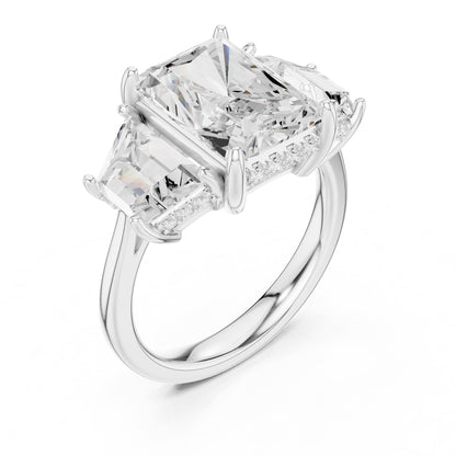 Radiant Three Stone Lab Grown Diamond Engagement Ring