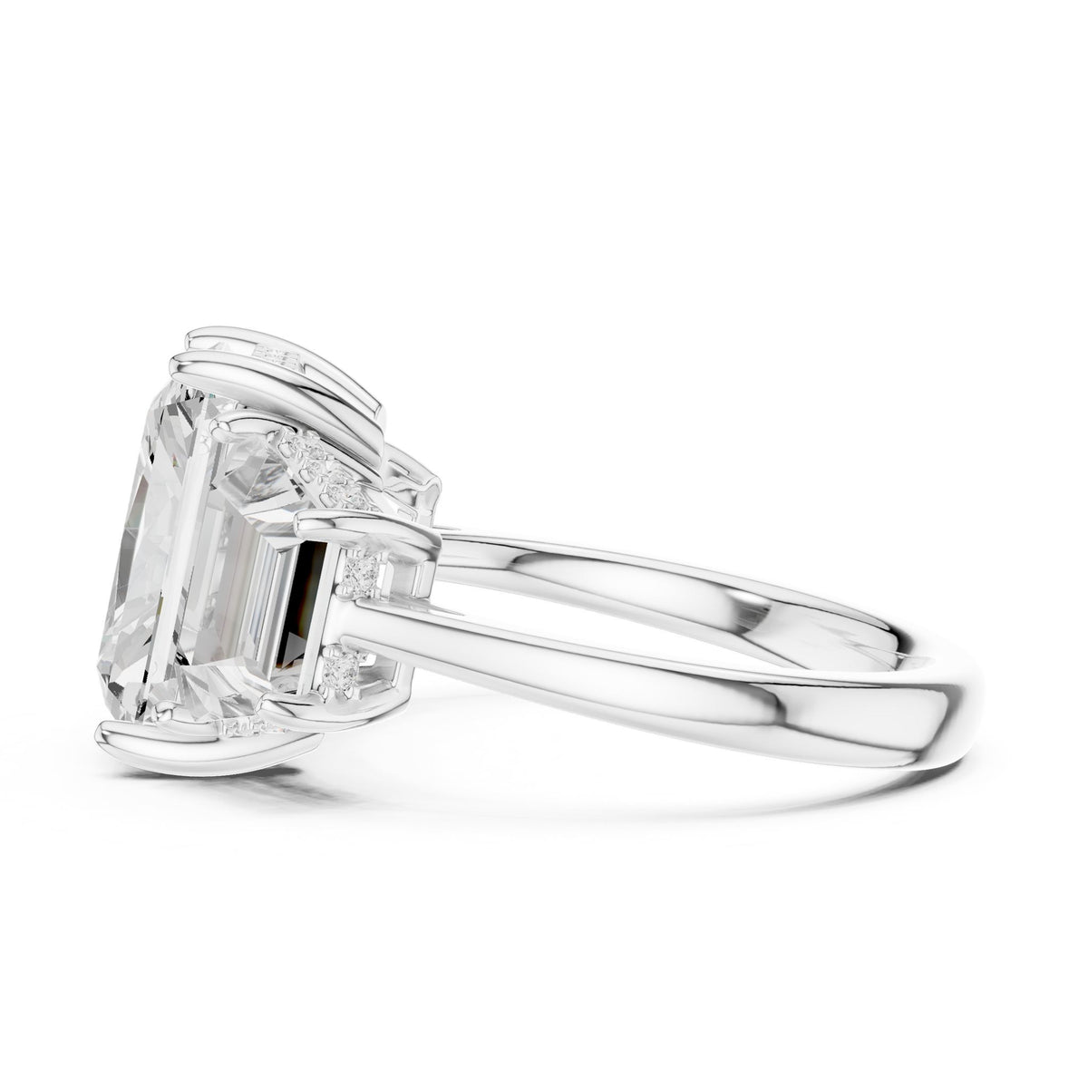 Radiant Three Stone Lab Grown Diamond Engagement Ring