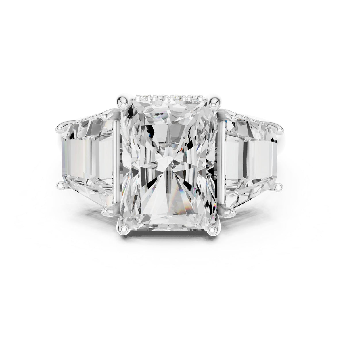 Radiant Three Stone Lab Grown Diamond Engagement Ring