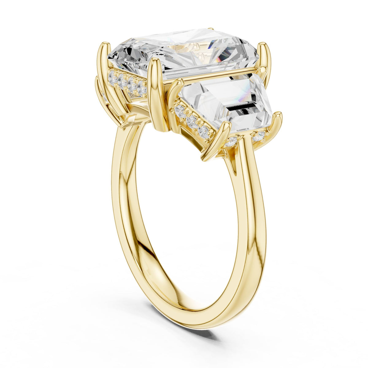Radiant Three Stone Lab Grown Diamond Engagement Ring