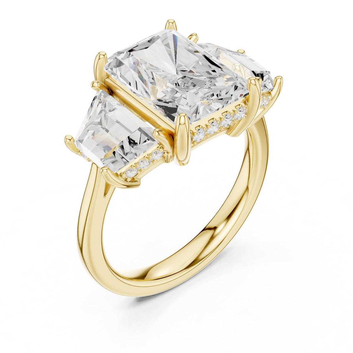 Radiant Three Stone Lab Grown Diamond Engagement Ring