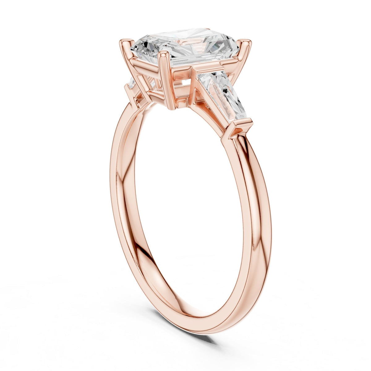 Radiant Three Stone Lab Grown Diamond Engagement Ring