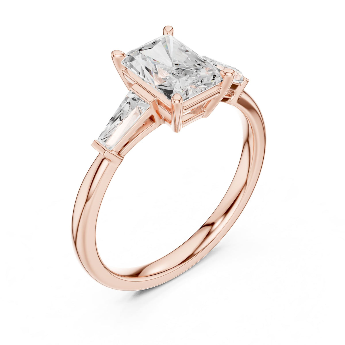 Radiant Three Stone Lab Grown Diamond Engagement Ring