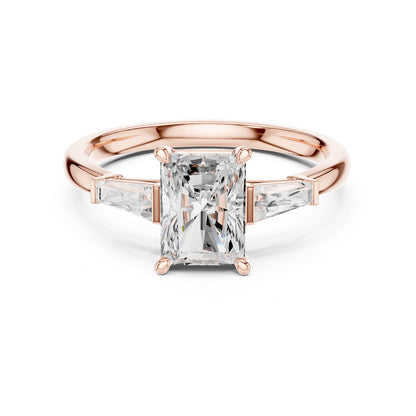 Radiant Three Stone Lab Grown Diamond Engagement Ring