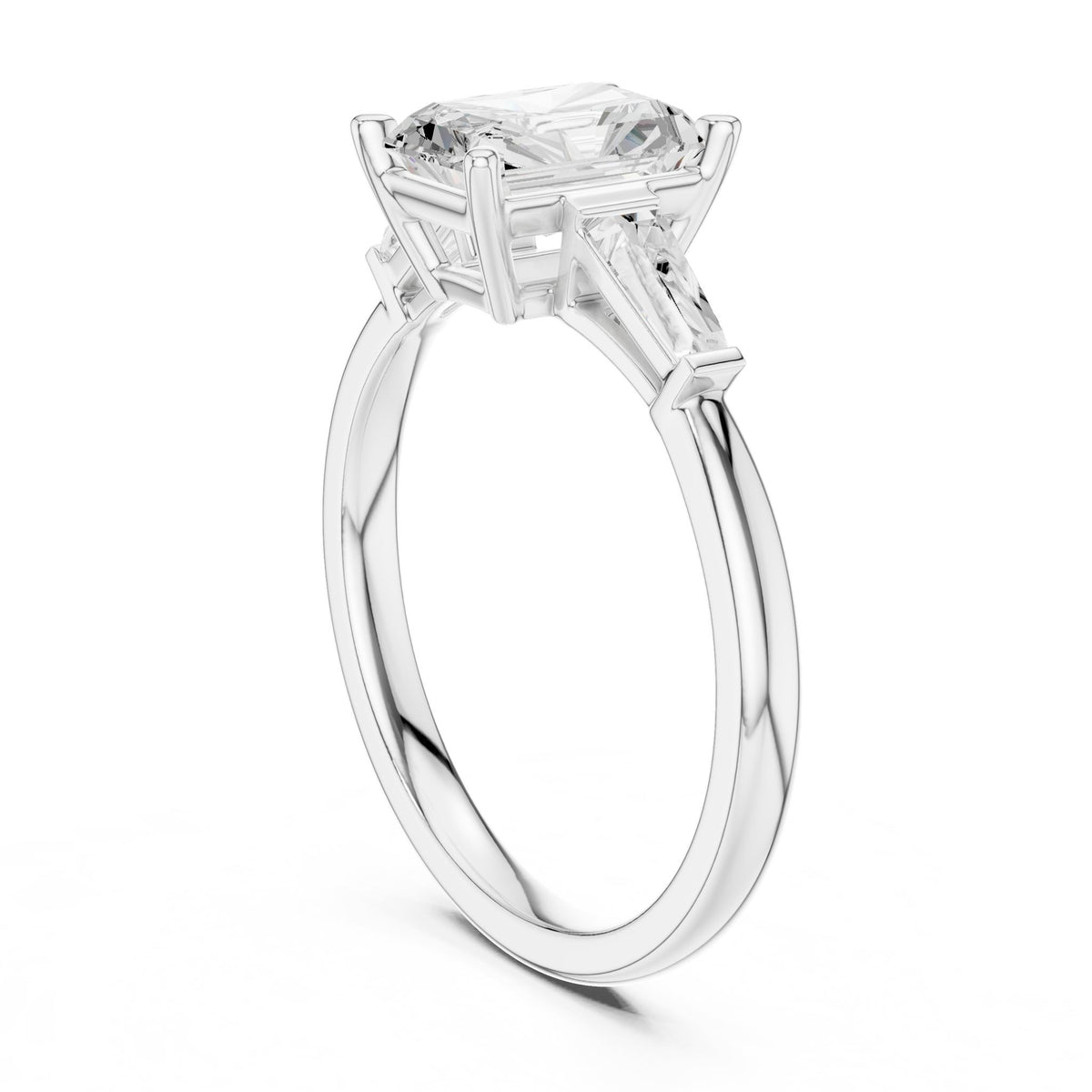 Radiant Three Stone Lab Grown Diamond Engagement Ring