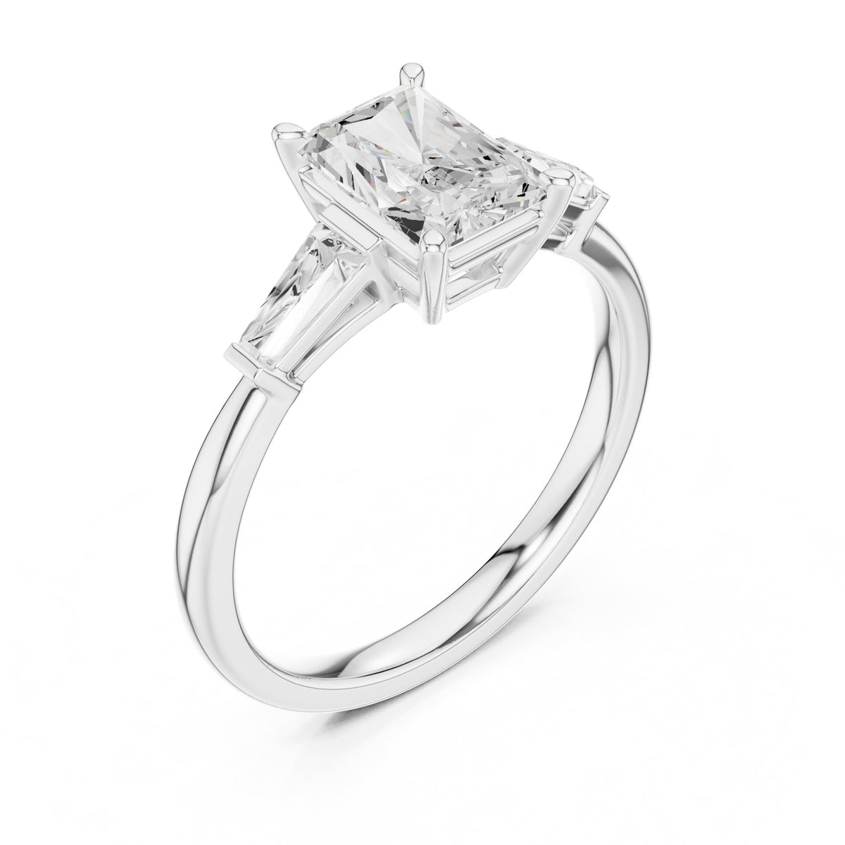 Radiant Three Stone Lab Grown Diamond Engagement Ring