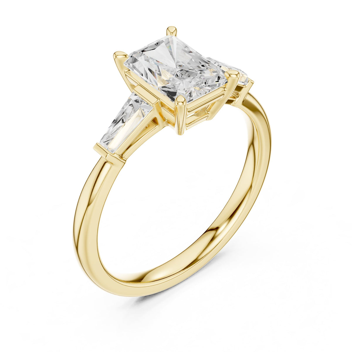 Radiant Three Stone Lab Grown Diamond Engagement Ring