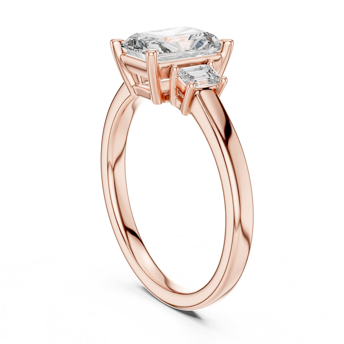 Radiant Three Stone Lab Grown Diamond Engagement Ring