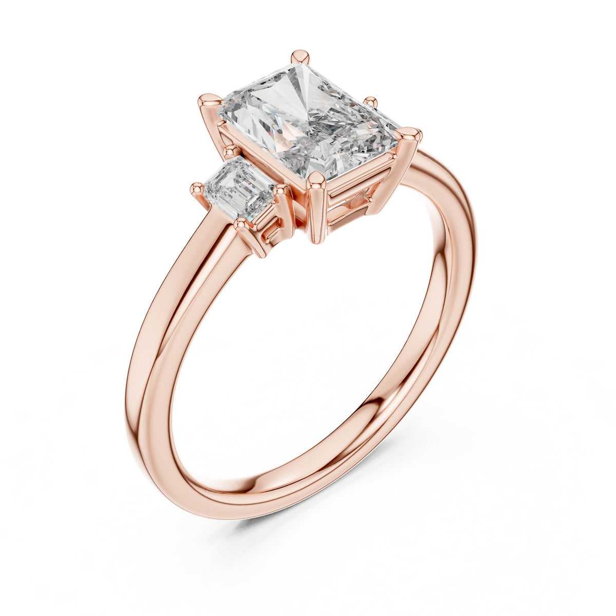 Radiant Three Stone Lab Grown Diamond Engagement Ring