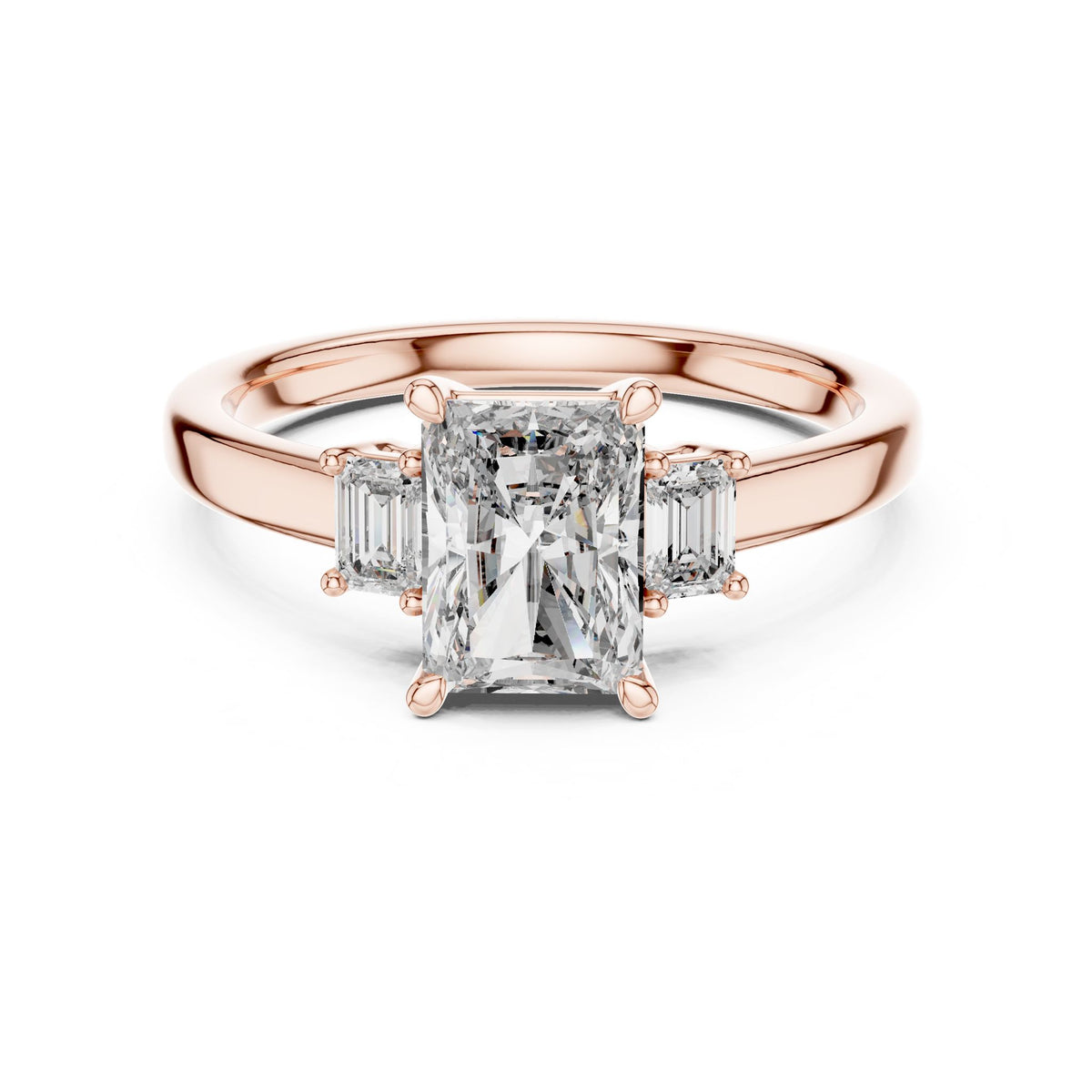 Radiant Three Stone Lab Grown Diamond Engagement Ring