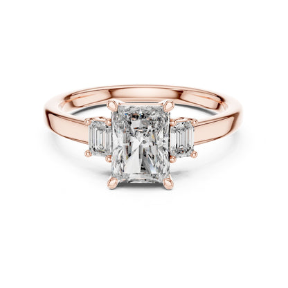Radiant Three Stone Lab Grown Diamond Engagement Ring