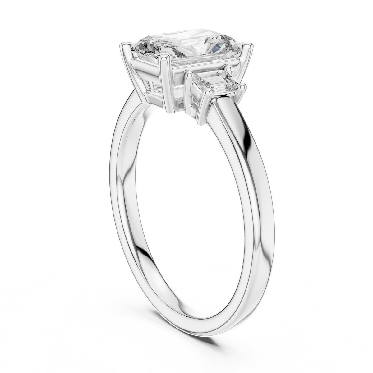 Radiant Three Stone Lab Grown Diamond Engagement Ring