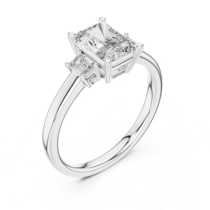 Radiant Three Stone Lab Grown Diamond Engagement Ring