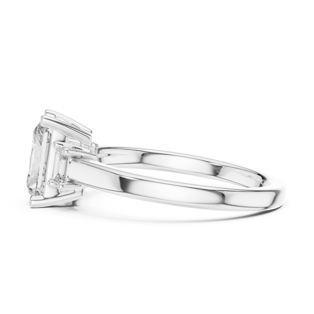 Radiant Three Stone Lab Grown Diamond Engagement Ring