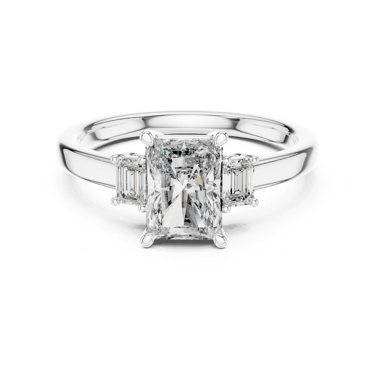 Radiant Three Stone Lab Grown Diamond Engagement Ring