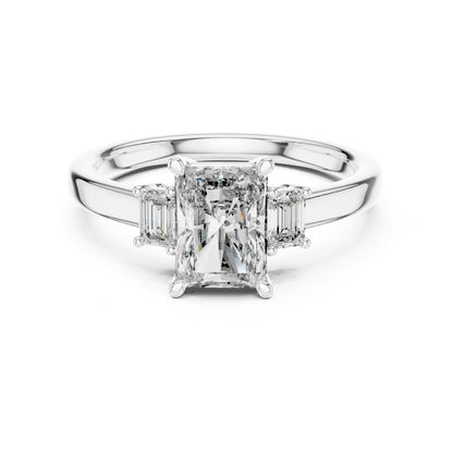 Radiant Three Stone Lab Grown Diamond Engagement Ring