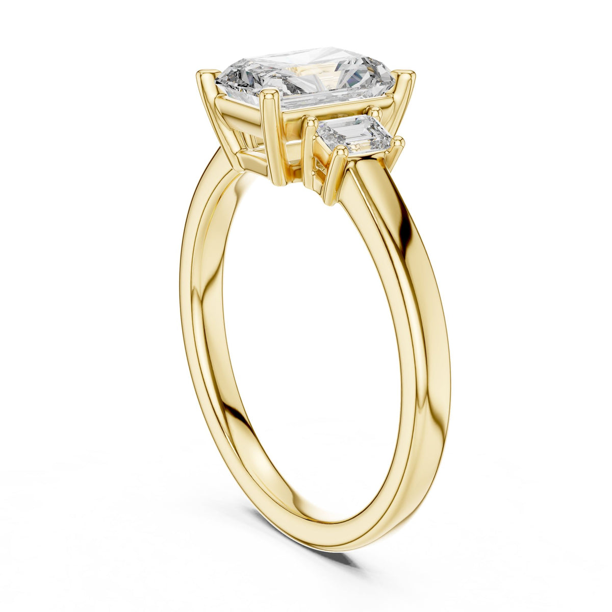 Radiant Three Stone Lab Grown Diamond Engagement Ring