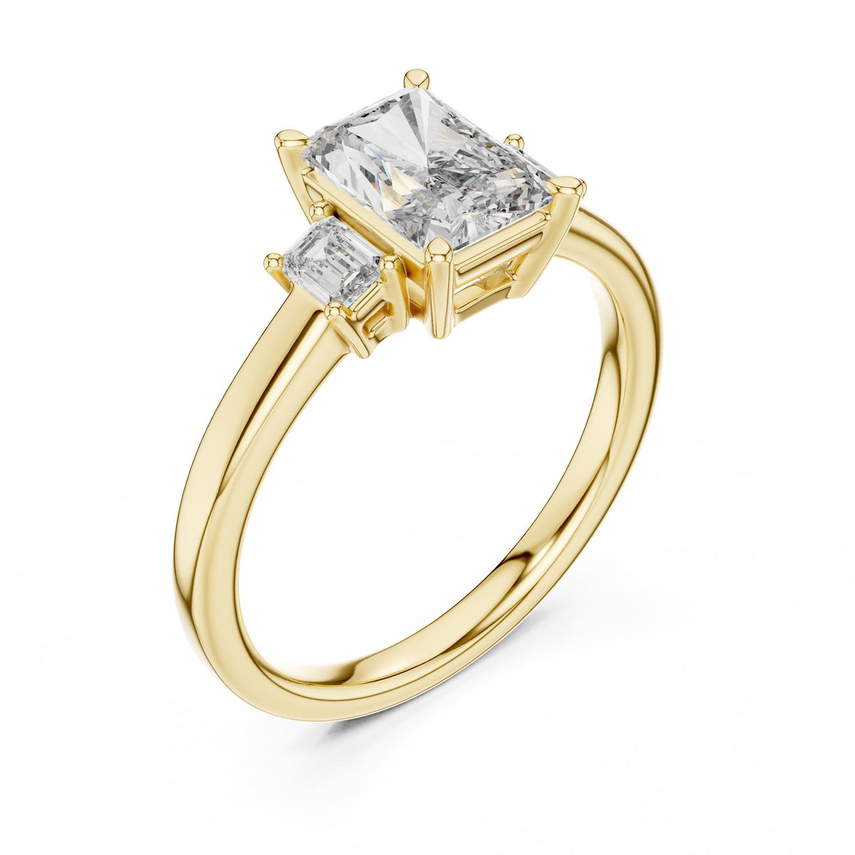 Radiant Three Stone Lab Grown Diamond Engagement Ring