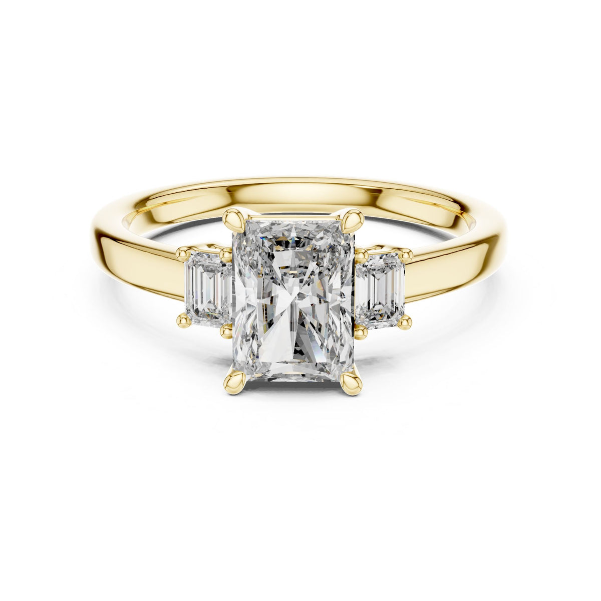 Radiant Three Stone Lab Grown Diamond Engagement Ring