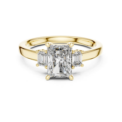 Radiant Three Stone Lab Grown Diamond Engagement Ring