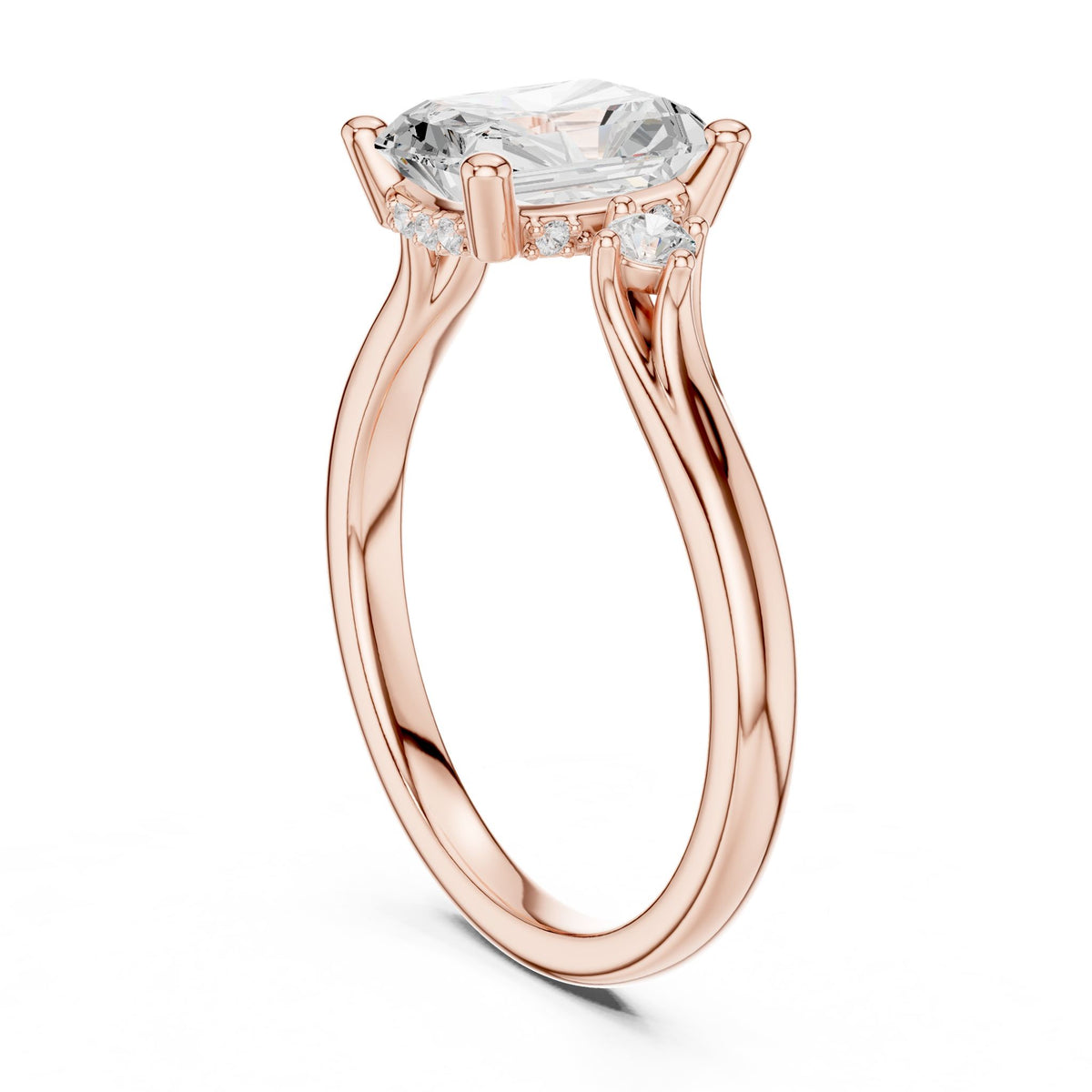 Radiant Three Stone Lab Grown Diamond Engagement Ring