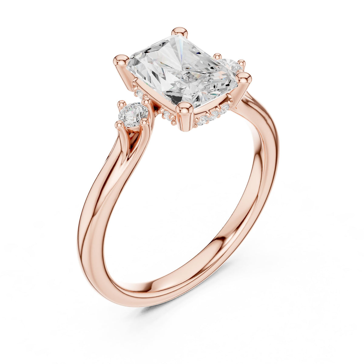 Radiant Three Stone Lab Grown Diamond Engagement Ring