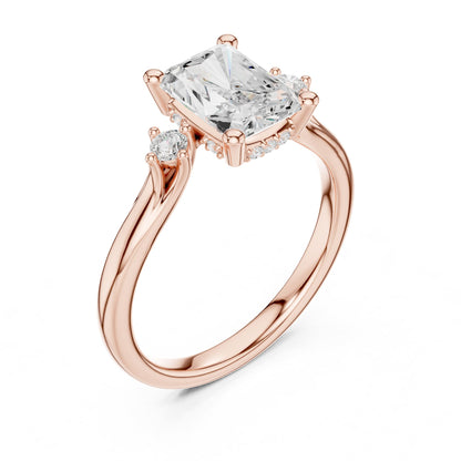 Radiant Three Stone Lab Grown Diamond Engagement Ring
