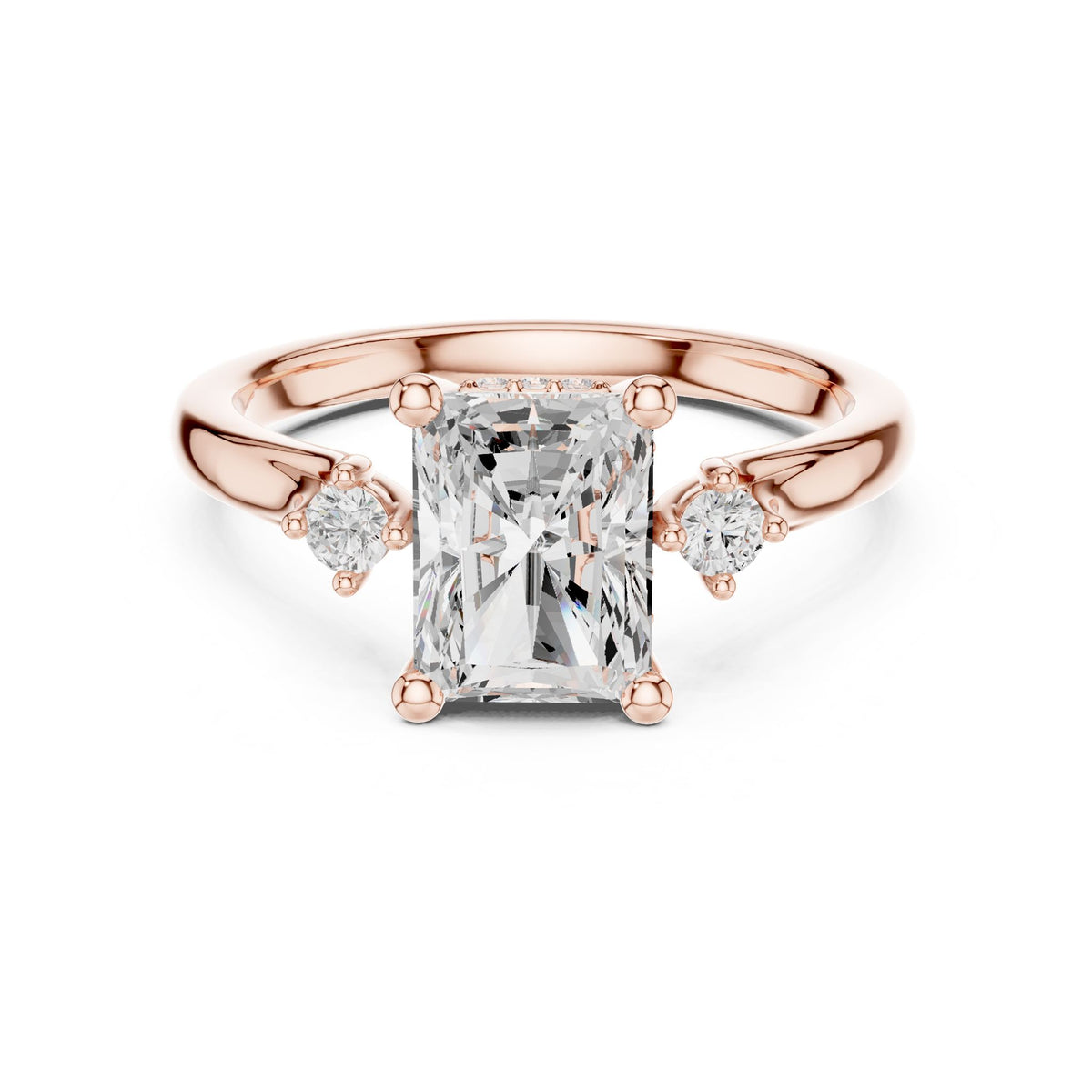 Radiant Three Stone Lab Grown Diamond Engagement Ring