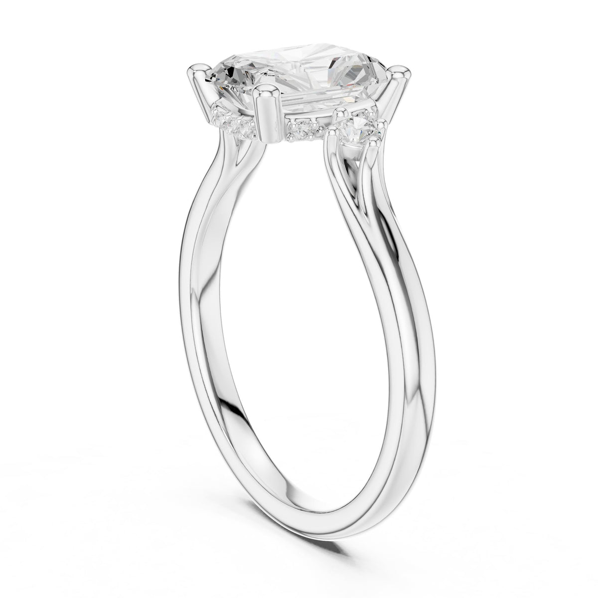Radiant Three Stone Lab Grown Diamond Engagement Ring
