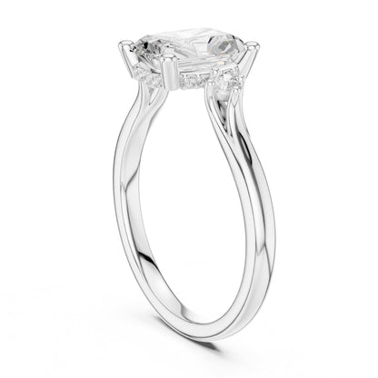 Radiant Three Stone Lab Grown Diamond Engagement Ring