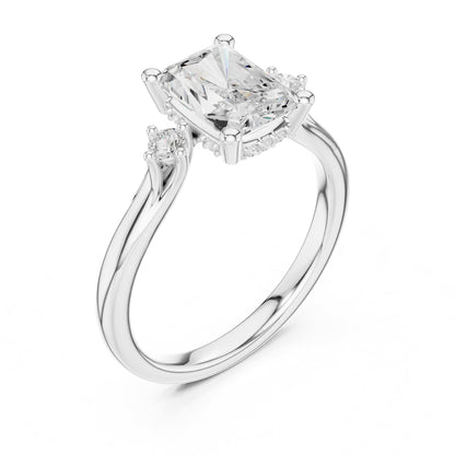 Radiant Three Stone Lab Grown Diamond Engagement Ring