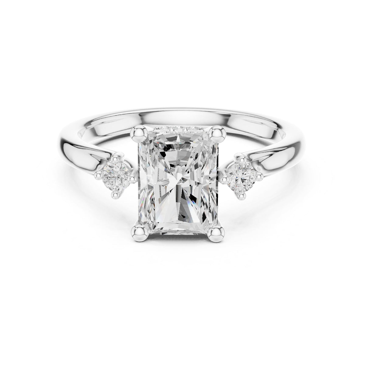 Radiant Three Stone Lab Grown Diamond Engagement Ring