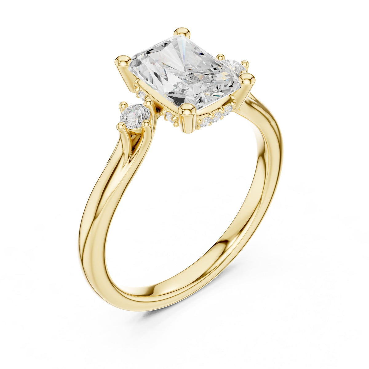 Radiant Three Stone Lab Grown Diamond Engagement Ring