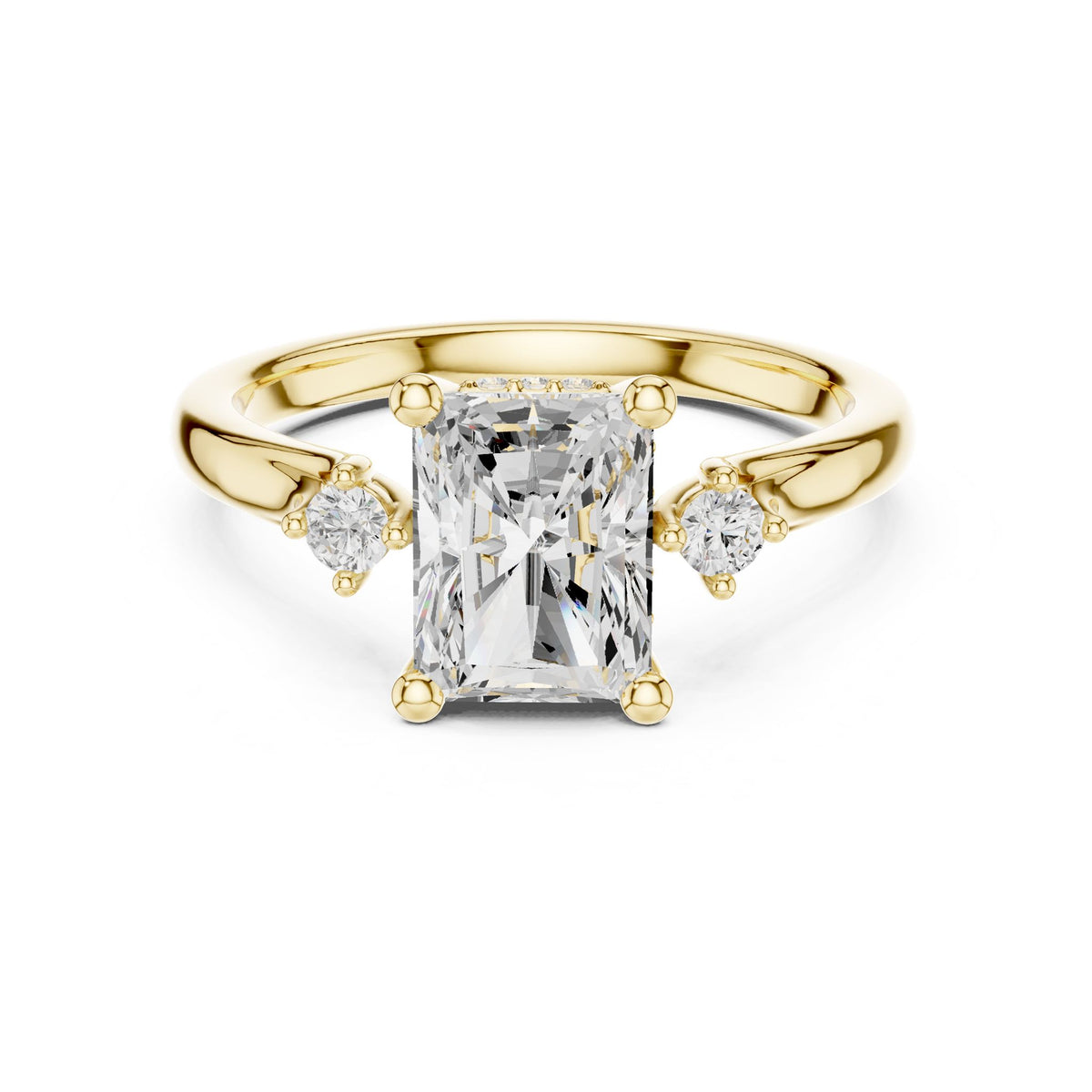 Radiant Three Stone Lab Grown Diamond Engagement Ring