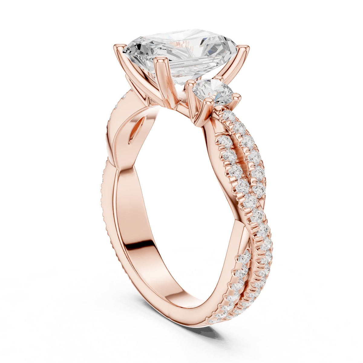 Radiant Three Stone Lab Grown Diamond Engagement Ring