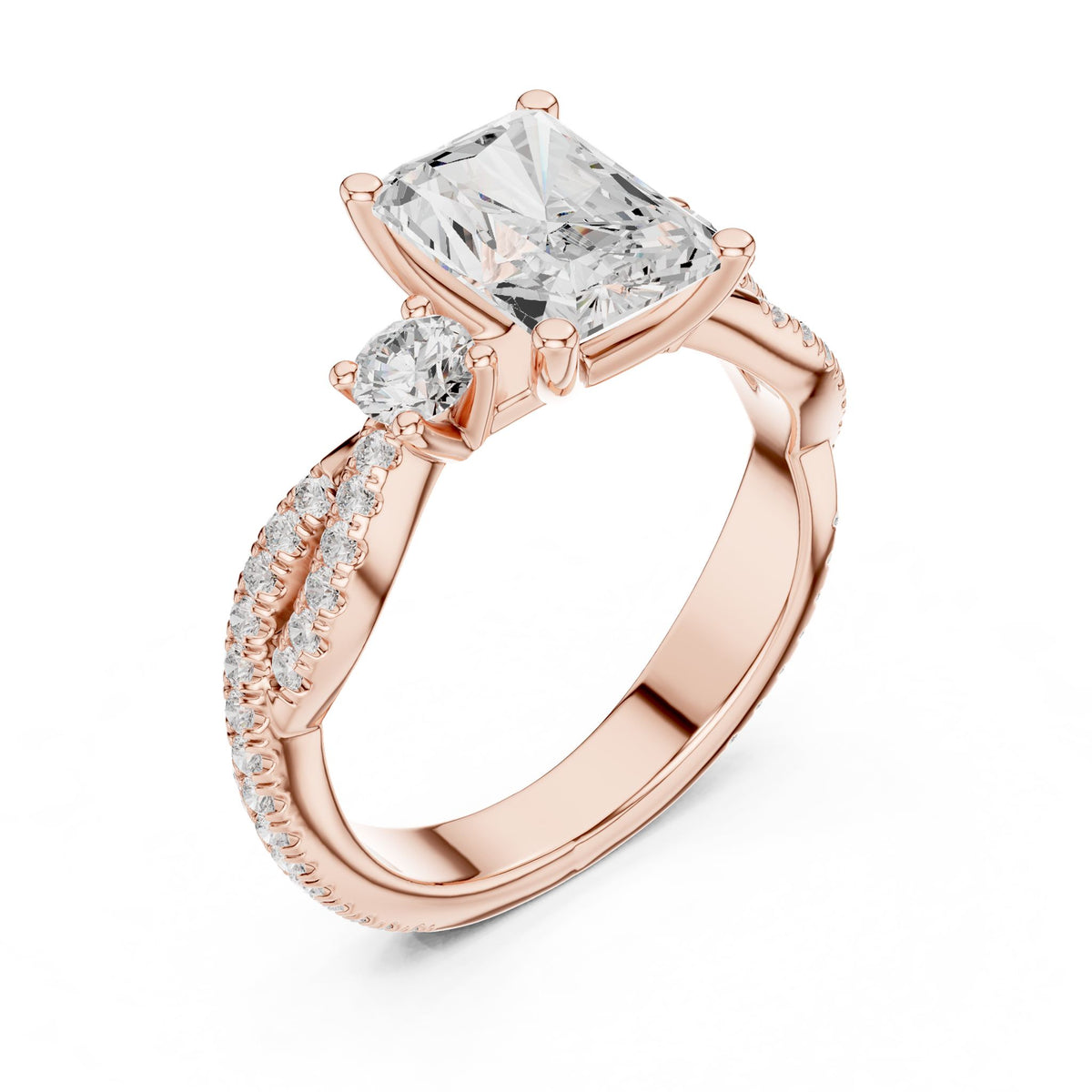 Radiant Three Stone Lab Grown Diamond Engagement Ring