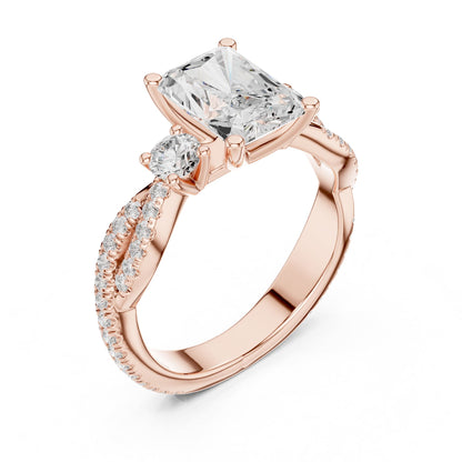 Radiant Three Stone Lab Grown Diamond Engagement Ring