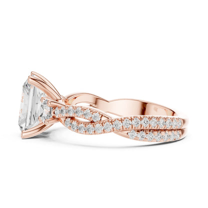 Radiant Three Stone Lab Grown Diamond Engagement Ring